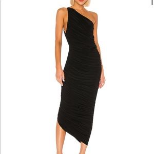 Norma Kamali one shoulder black midi gown, never worn, tags still on